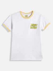 Eteenz Johnny Bravo Comic Printed Premium Cotton Round T-Shirt for Boys (White, Pack of 1)