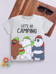 Happy Faces We Bare Bears  Pure Cotton Printed T-Shirt For Boys (Green, Pack Of 1)