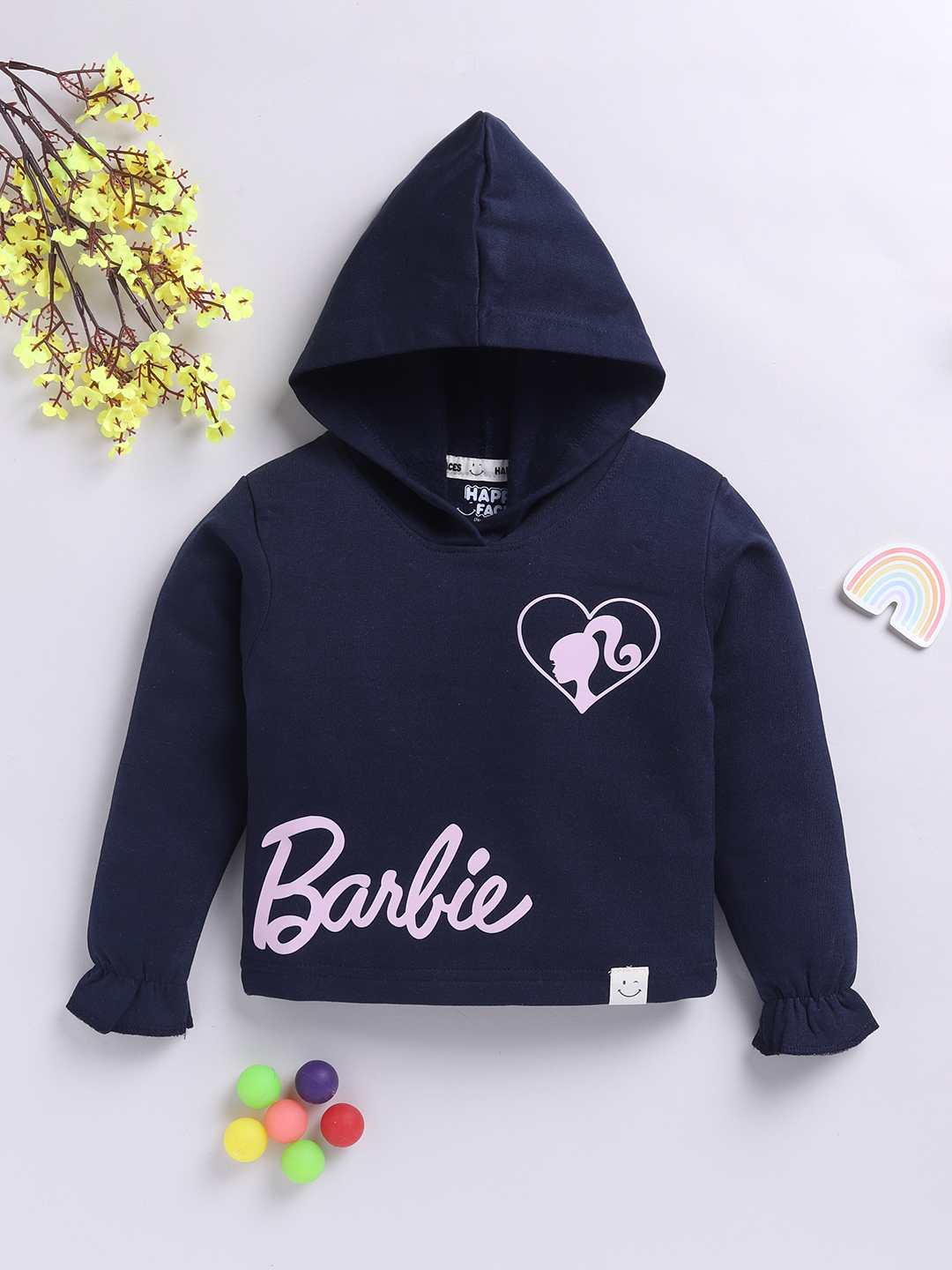 Happy Faces Barbie World Printed Jogger For Girls (Navy, Pack Of 1)