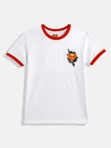 Eteenz Superman Comic Printed Premium Cotton Round T-Shirt for Boys (White, Pack of 1)
