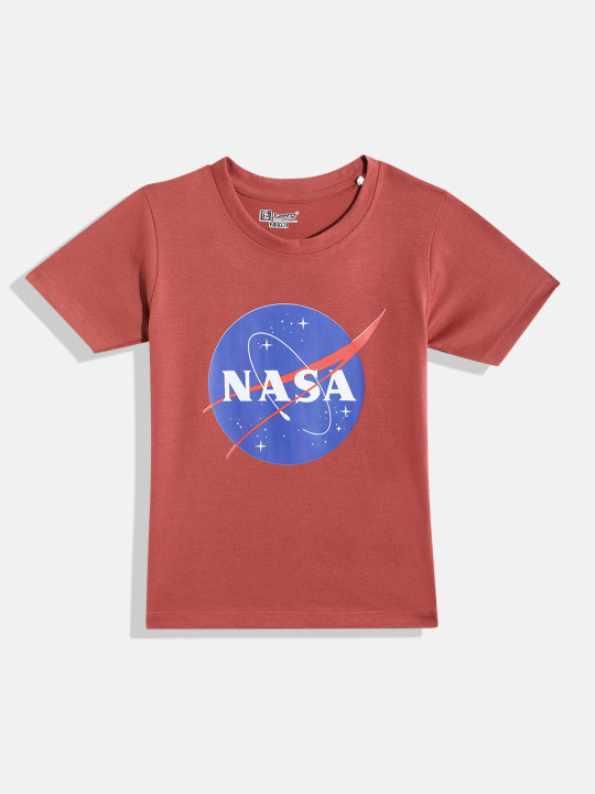 Eteenz Nasa Graphic Printed Premium Cotton V-Neck T-Shirt for Boys (Maroon, Pack of 1)
