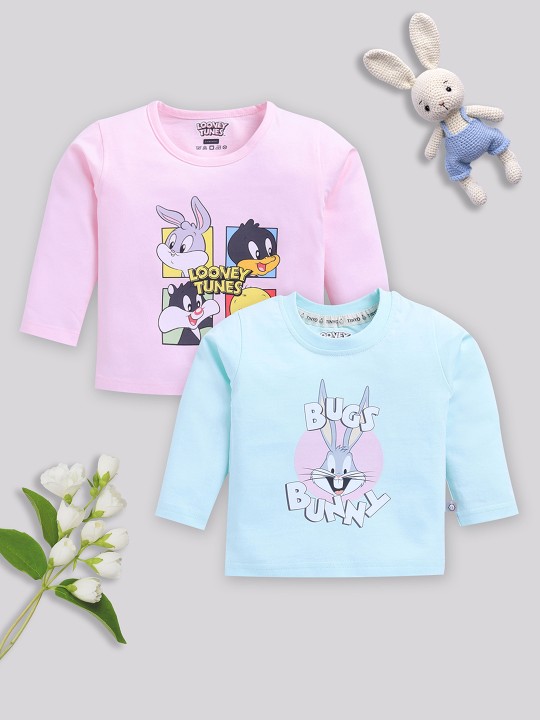 Tinyo Bug bunny Printed Pure Cotton T-Shirt For Infant Boys (Multicolour, Pack Of 2)