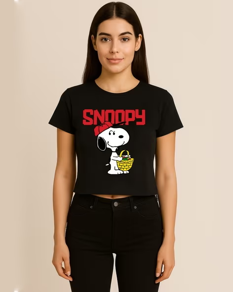 Women’s Peanuts Printed Boxy Fit Cotton Top