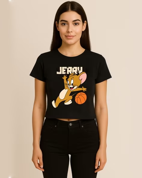 Women’s Tom & Jerry Printed Boxy Fit Cotton Top