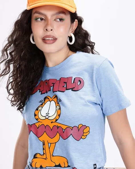 Women Garfield Printed Boxy Fit Cotton Top – Casual & Comfy