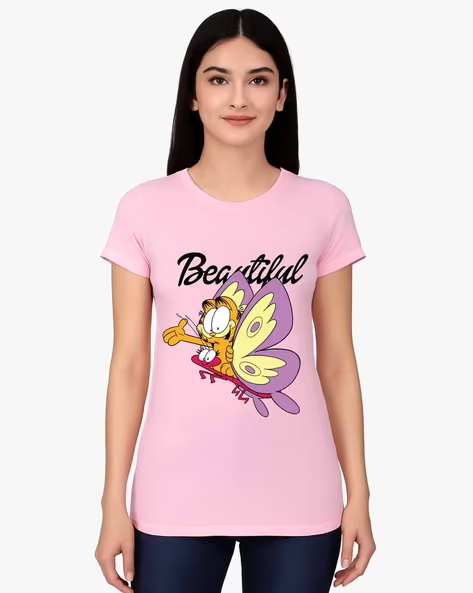 LADIES GARFIELD PRINTED REGULAR FIT TOP