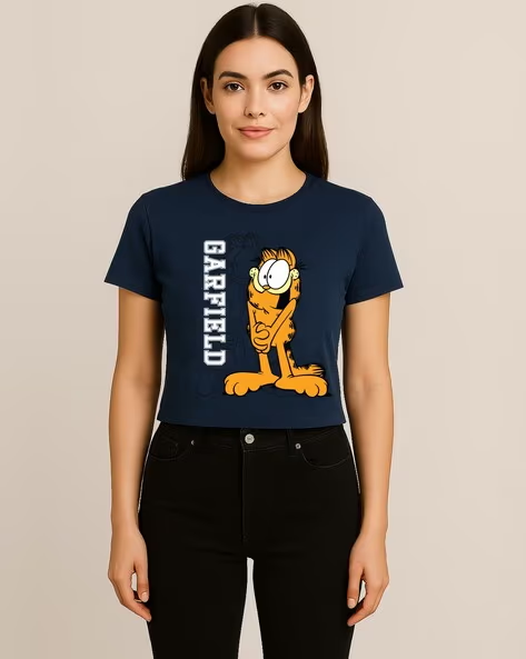 Women Garfield Graphic Print Regular Fit Cotton Top