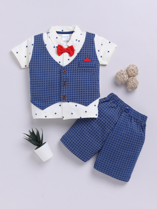 Mom’s Love Printed Pure Cotton Clothing Set For Infant Boys (Blue, Pack of 1)