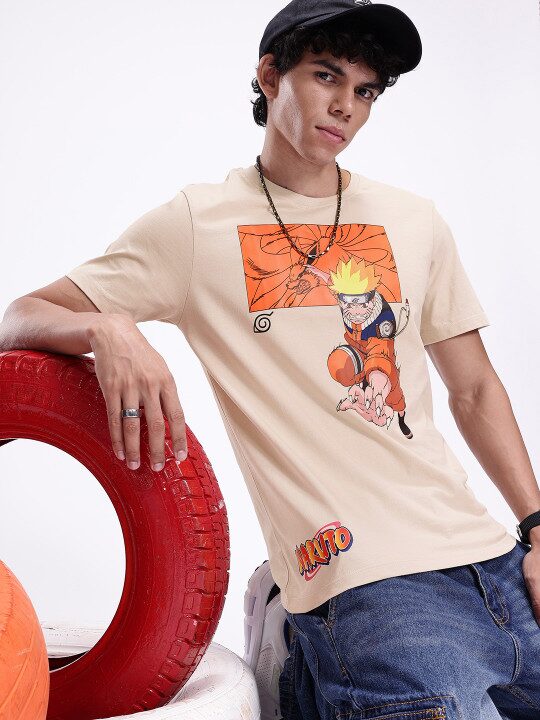 Naruto Humour & Comic Printed Pure Cotton T-Shirt for Men