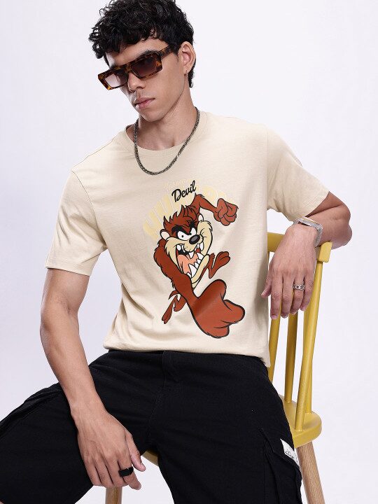 Looney Tunes Humour & Comic Printed Pure Cotton T-Shirt for Men
