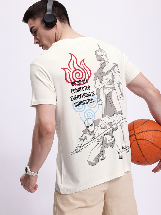Minute Mirth Men Avatar Polyester Printed T-shirt (White, Pack Of 1)