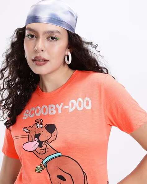 Women Scooby Doo Printed Boxy Fit Cotton Top – Fun & Casual Style