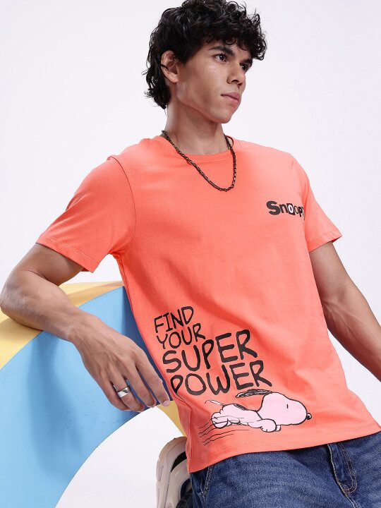 Snoopy Comic Print Pure Cotton Men’s T-Shirt