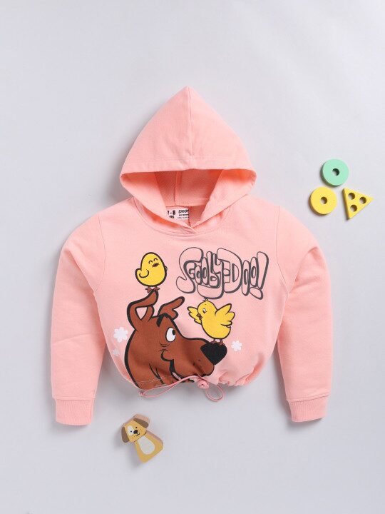 Minute Mirth Girls Scooby Doo Printed Hooded Sweatshirt