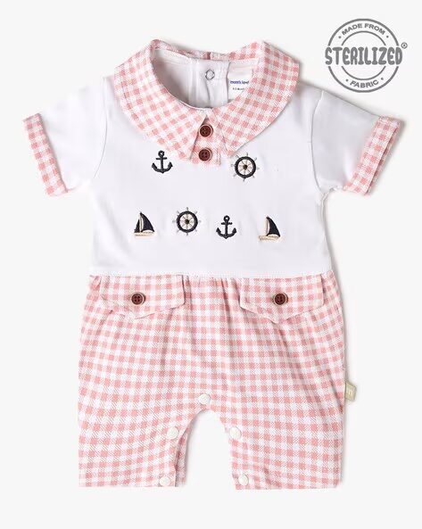 Mom’s Love Graphic Printed Pure Cotton Romper for Infant Boys (Sky Peach, Pack of 1)