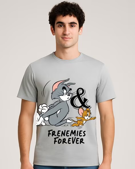 Men’s Tom & Jerry Printed Regular Fit Crew-Neck T-Shirt