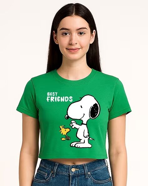 Women Peanuts Graphic Print Boxy Fit Cotton Top
