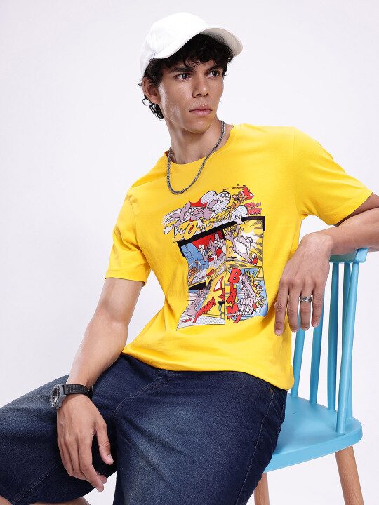 Tom & Jerry Graphic Printed Pure Cotton Men’s T-Shirt