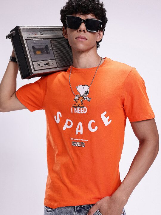 Peanuts Printed Pure Cotton Men’s T-Shirt