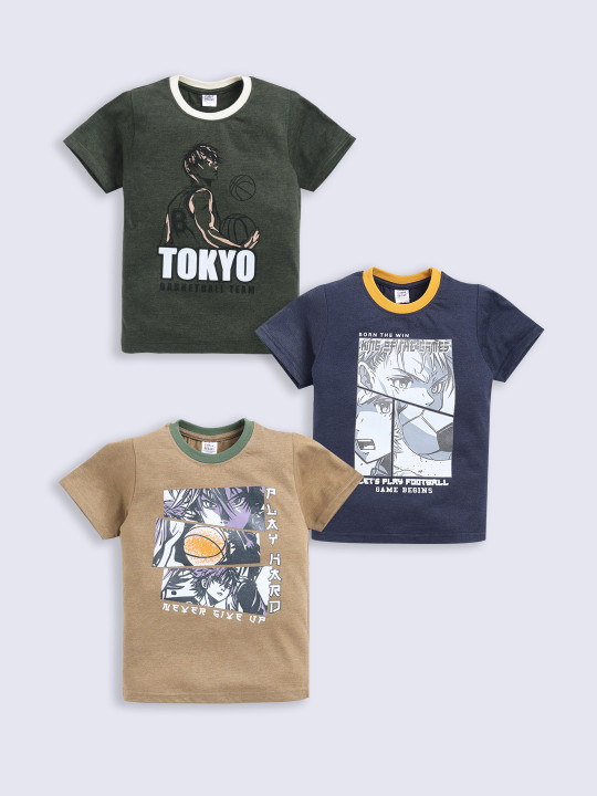 Boys Assorted Set of 3 Printed T-shirts