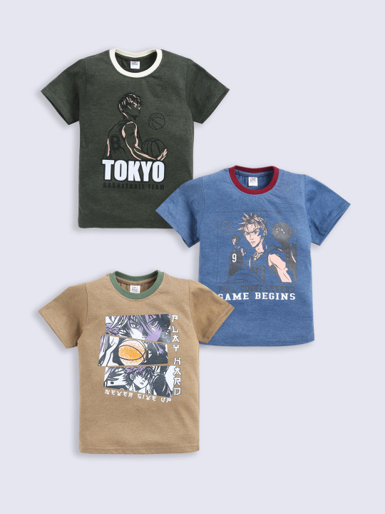 Boys Assorted Set of 3 Printed T-shirts