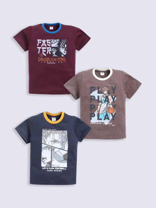 Boys Assorted Set of 3 Printed T-shirts