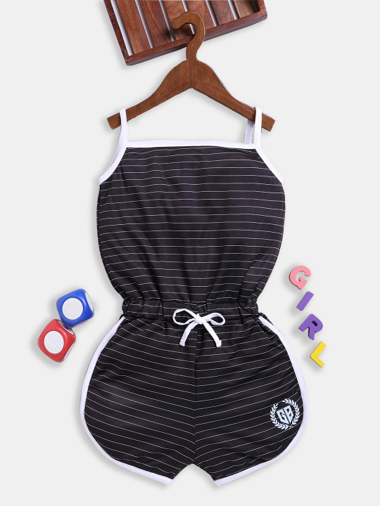 Girls Striped Basic Jumpsuit