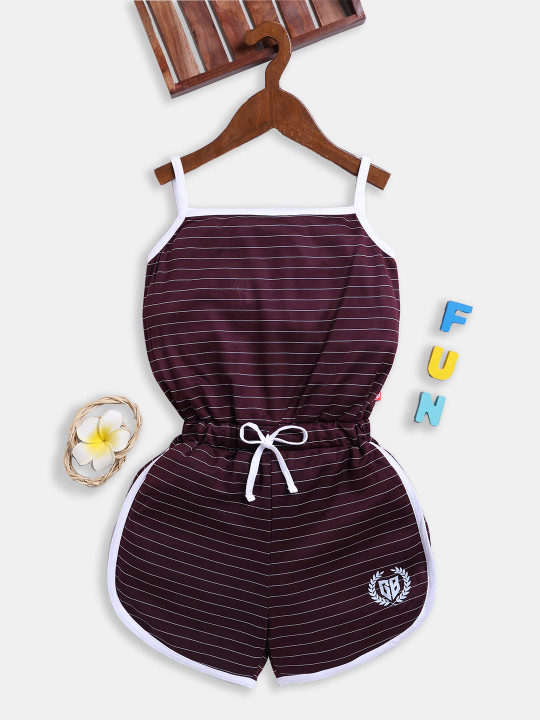 Girls Striped Basic Jumpsuit