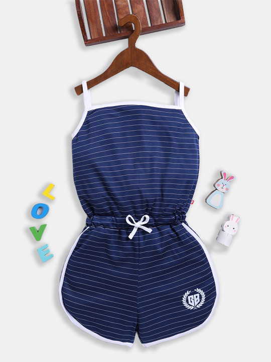 Girls Striped Basic Jumpsuit