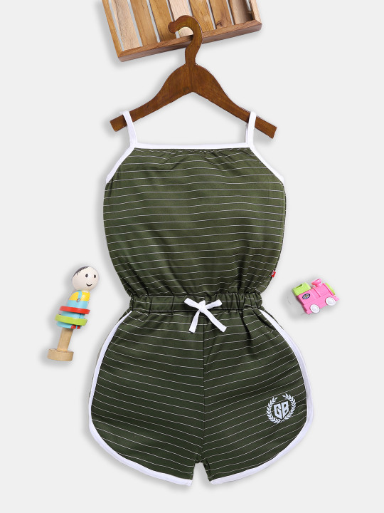 Girls Striped Basic Jumpsuit