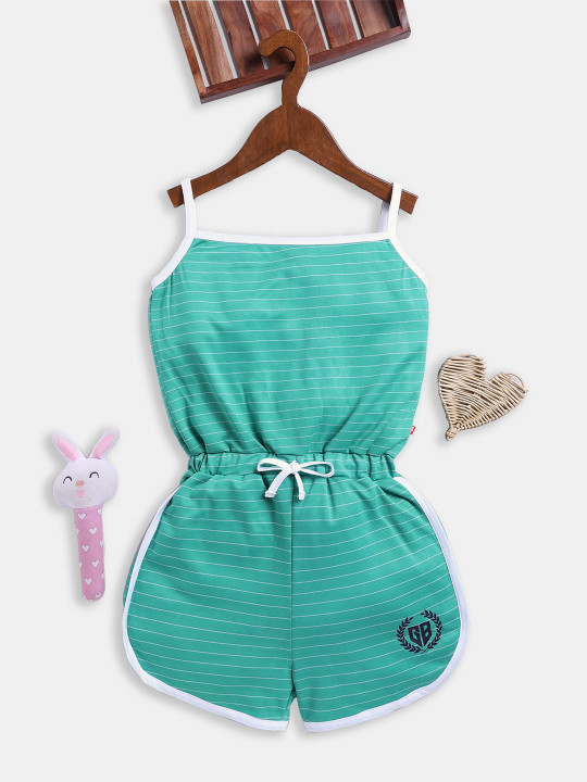 Girls Striped Basic Jumpsuit