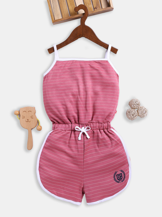 Girls Striped Basic Jumpsuit
