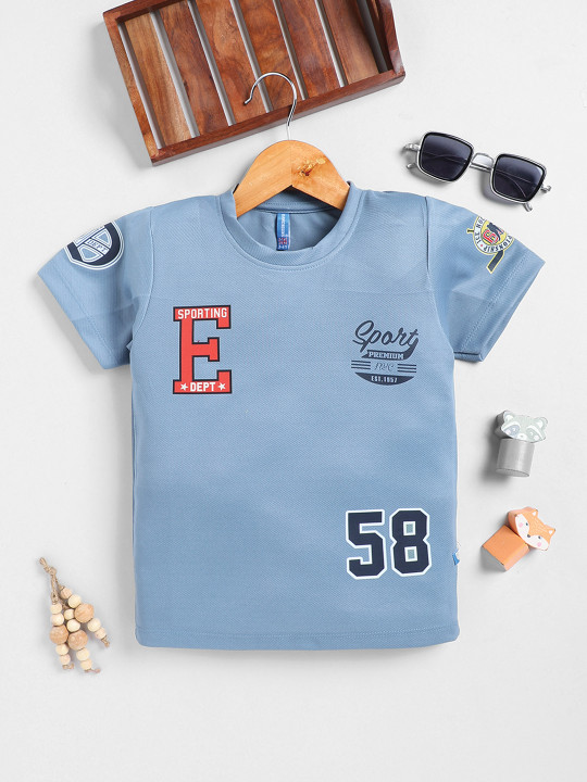 Boys Blue Sports Printed T-shirt