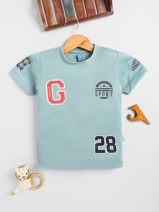 Boys Green Sports Printed T-shirt