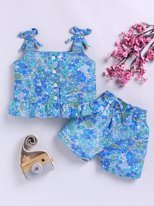 Mom’s Love Printed Pure Cotton Clothing Set For Infant Girls (Multicolour, Pack Of 1)