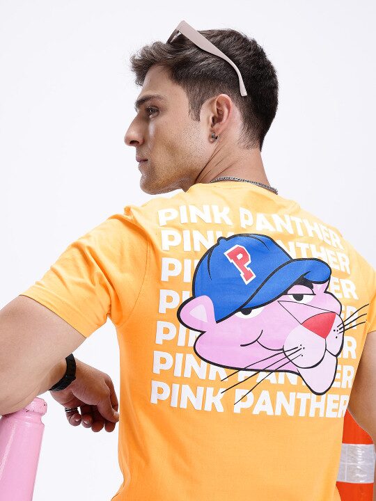 Pink Panther Graphic Printed Pure Cotton T-shirt for Men