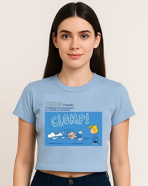 Women Peanuts Graphic Print Regular Fit Cotton Top