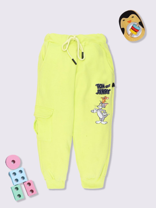Minute Mirth Girls Tom & Jerry Printed Relaxed Fit Cotton Cargo Joggers