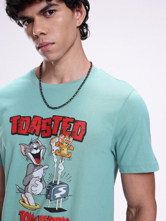 Men Tom & Jerry Printed Regular Fit Pure Cotton T-Shirt