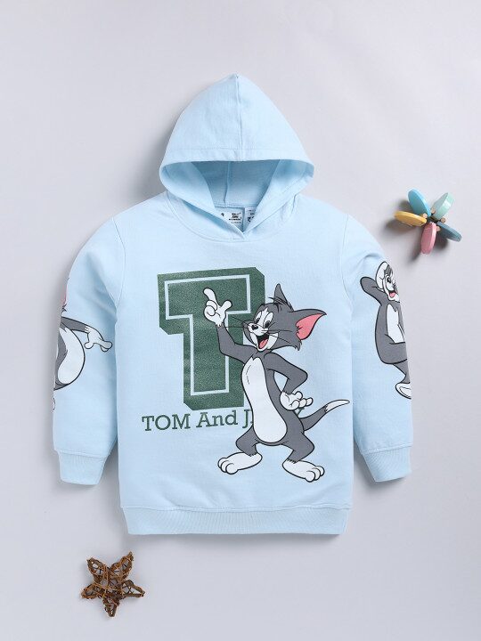 Minute Mirth Girls Tom and Jerry Printed Hooded Sweatshirt