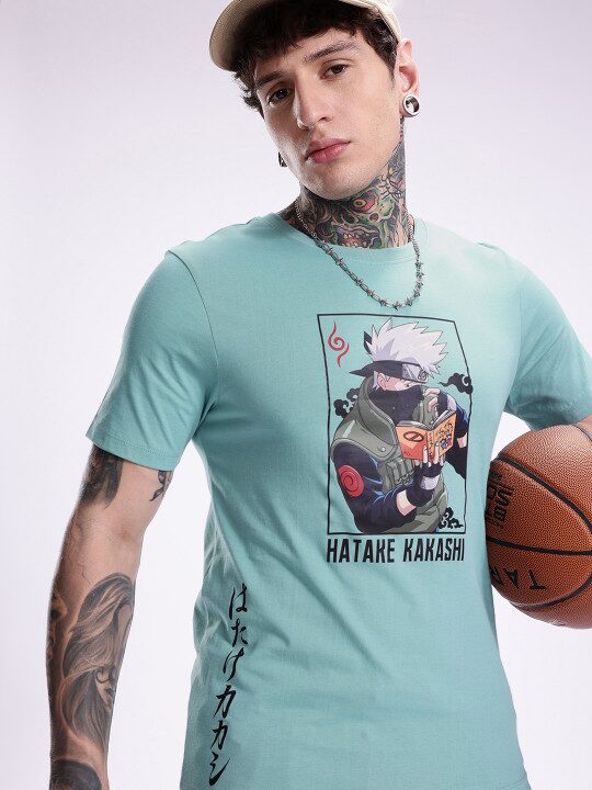 Men Naruto Printed Pure Cotton T-Shirt