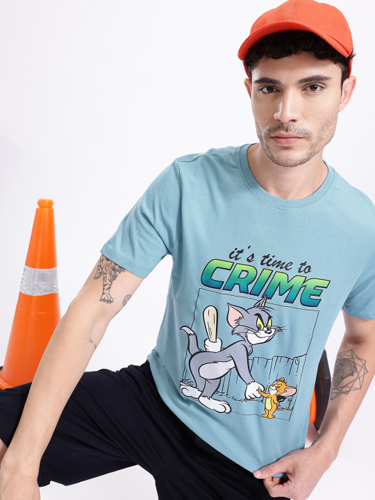 Tom & Jerry Printed Pure Cotton Regular Fit Men’s T-Shirt