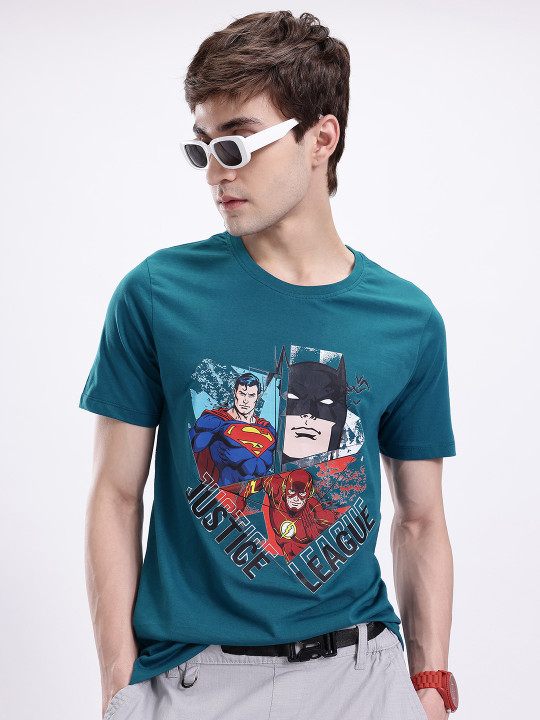 Justice League Printed Pure Cotton Regular Fit Men’s T-Shirt