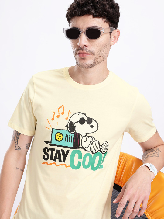 Peanuts Printed Pure Cotton Regular Fit Men’s T-Shirt