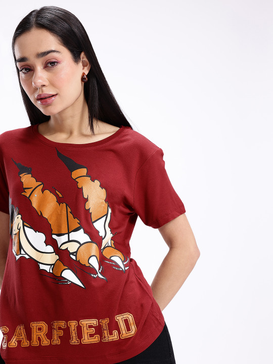 Garfield Printed Regular Fit T-shirt for Women