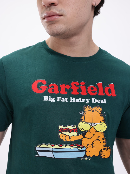 Garfield Printed Regular Fit Crew-Neck T-shirt for Men