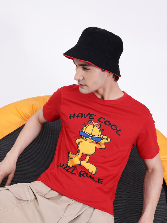 Garfield Printed Pure Cotton Regular Fit Men’s T-Shirt