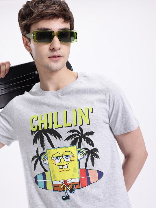 Spongebob Printed Cotton T-shirt for Men