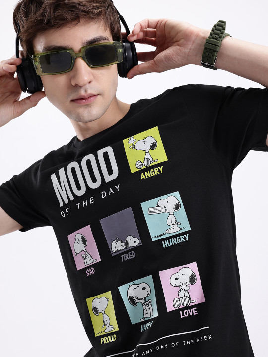 Peanuts Graphic Printed Pure Cotton T-shirt for Men