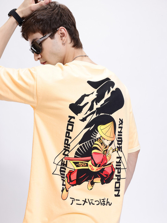 Anime Nippon Oversized Drop-Shoulder T-shirt for Men